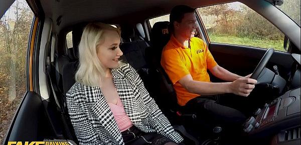  Fake Driving School Blonde Marilyn Sugar in Black Stockings Sex in Car